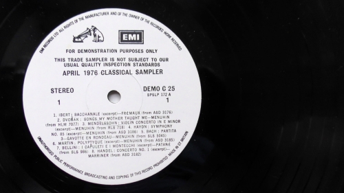 Various ‎– April 1976 Classical Sampler  His Master's Voice ‎– DEMO C 25