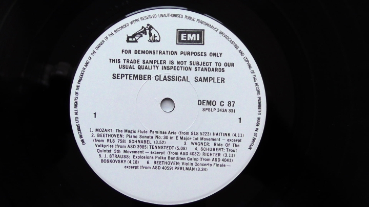 Various – EMI September Classical Sampler 1981 His Master's Voice – DEMO C 87