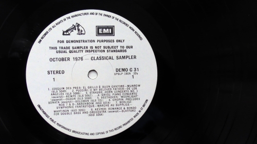 Various – October 1976 Classical Sampler EMI – DEMO C 31