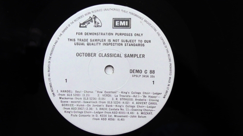 Various – October Classical Sampler EMI – DEMO C 88 LP, Promo