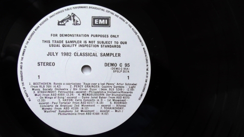 Various – July 1982 Classical Sampler His Master's Voice – DEMO C 95 LP, Promo