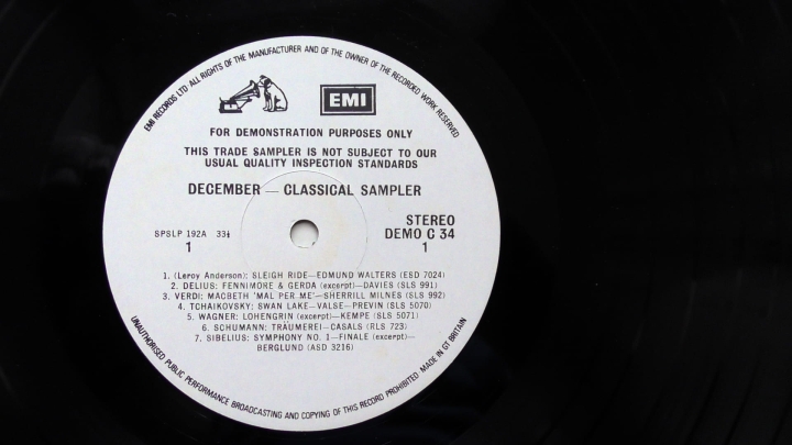 Various – December 1976 Classical Sampler His Master's Voice – DEMO C 34 LP, Promo