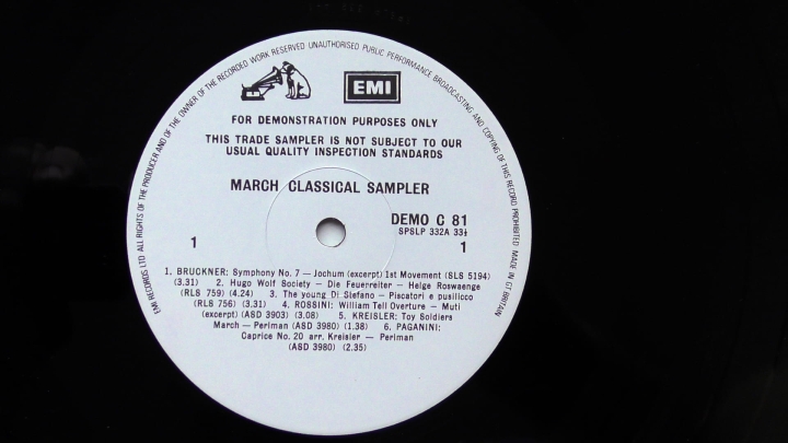 Various – March 1981 Classical Sampler His Master's Voice – DEMO C 81 LP, Promo