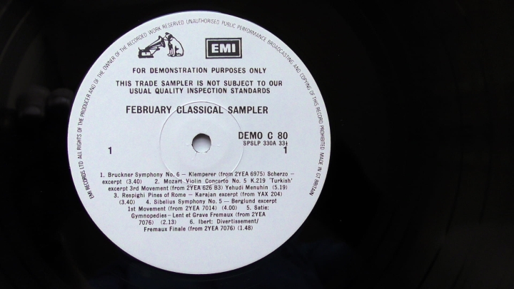 Various – February 1981 Classical Sampler His Master's Voice – DEMO C 80 LP, Promo
