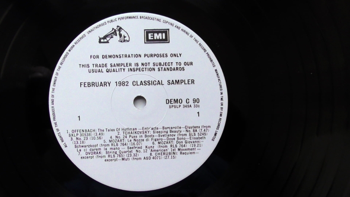 Various – February 1982 Classical Sampler His Master's Voice – DEMO C 90 LP, Promo