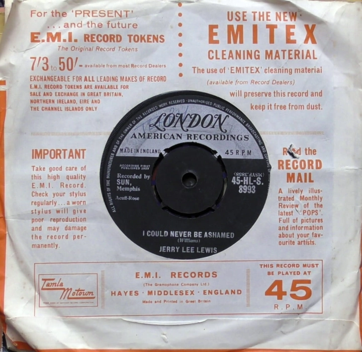 Jerry Lee Lewis – Little Queenie London Records ‎– 45-HLS 8993