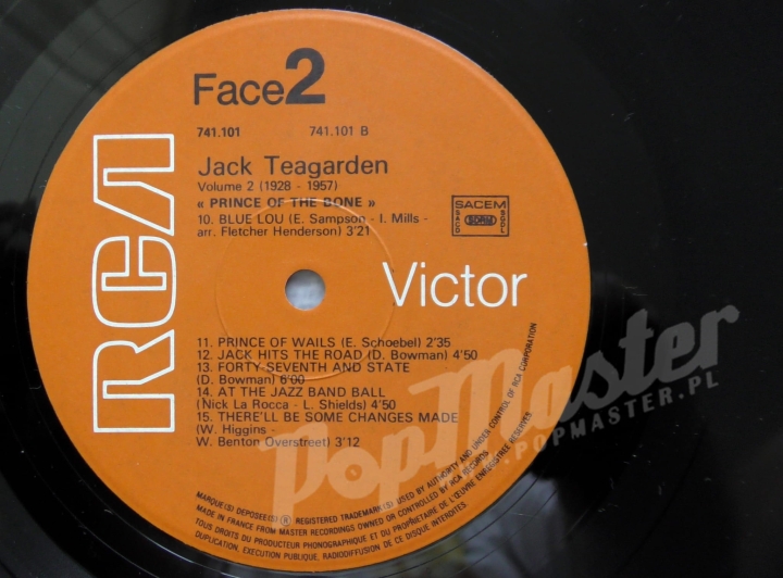 Jack Teagarden Vol. 2 (1928-1957) Prince Of The Bone RCA 741 101 Jazz_Vinyl