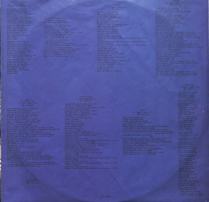 Lucio Dalla ‎– Cambio Pressing ‎– ZL 74761