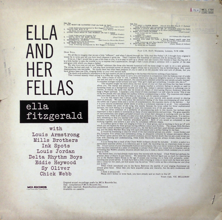Ella Fitzgerald – Ella And Her Fellas MCA Records – MCL 1705