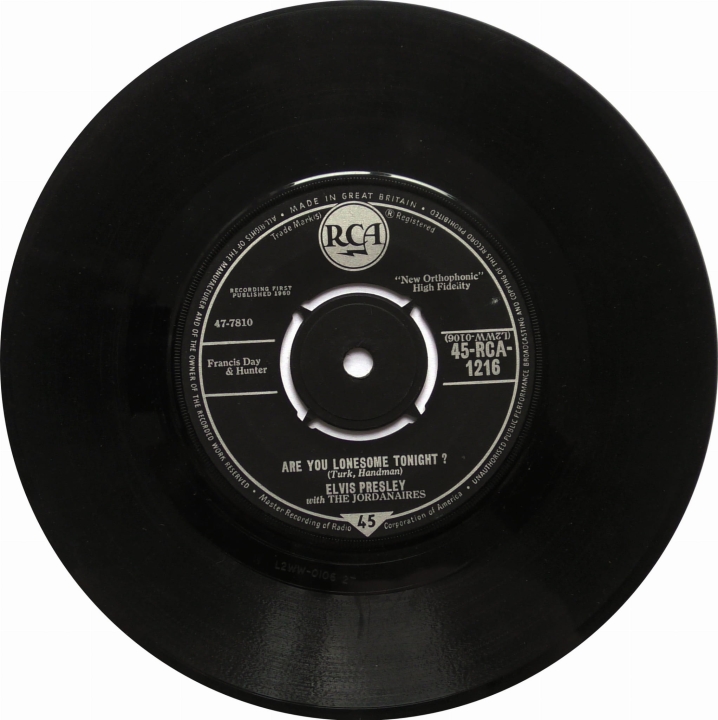 Elvis Presley With The Jordanaires ‎– Are You Lonesome Tonight? RCA ‎– 45-RCA-1216