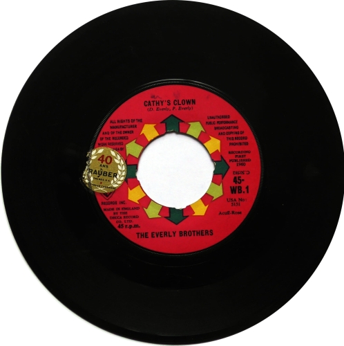 The Everly Brothers ‎– Cathy's Clown Warner Bros. Records ‎– 45-WB.1