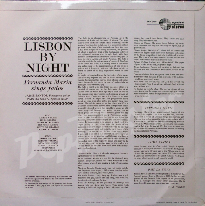 Fernanda Maria - Lisbon By Night. Fernanda Maria Sings Fados  SMSC 2499