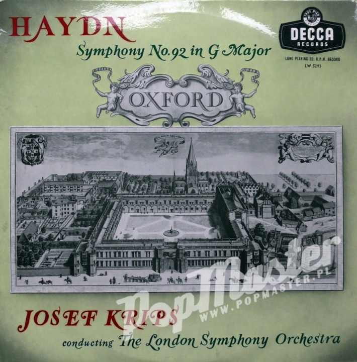 Josef Krips The London Symphony Orchestra Lw 5293 Haydn Symphony No. 92 In G Major 10" LW 5292