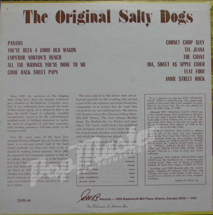 The Original Salt Dogs GHB-44 Vinyl Records Dixieland Jazz
