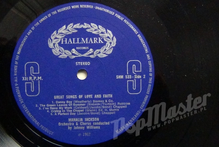 MAHALIA JACKSON GREAT SONGS OF LOVE AND FAITH HM 533