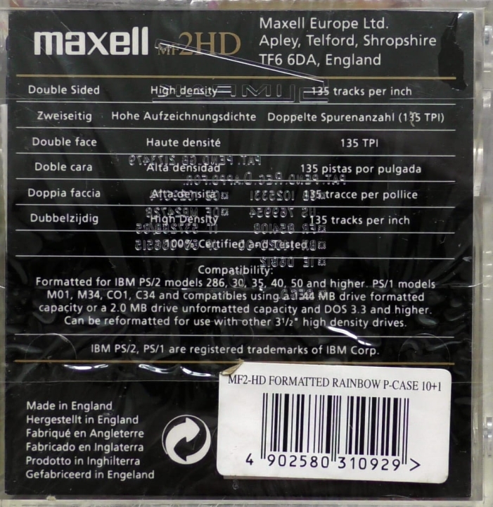 Maxell Mf2hd High Density Diskette 3,5" 10 Disketten IBM-kompatibel
