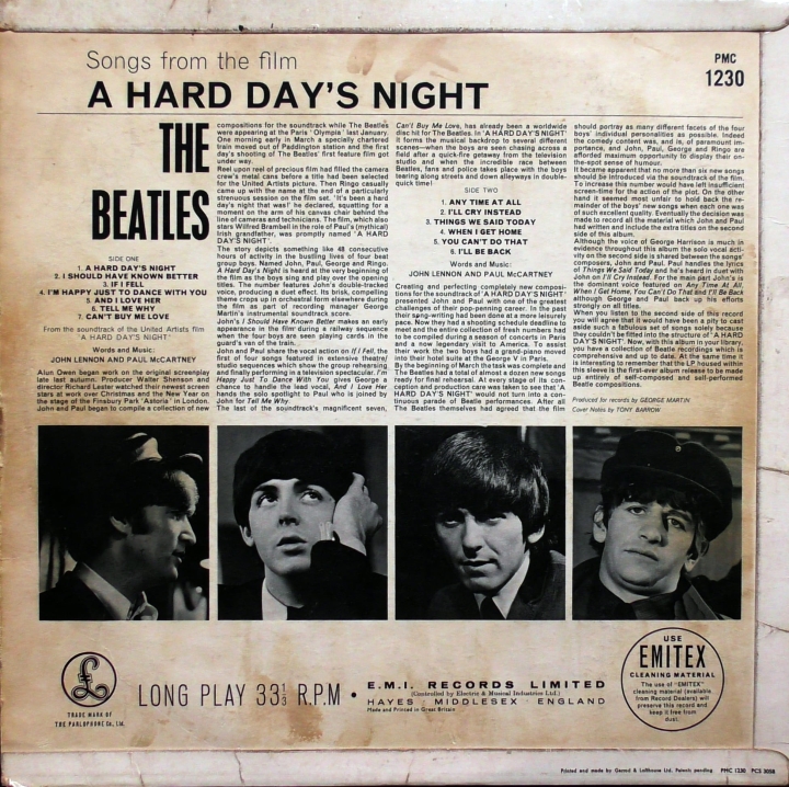 The Beatles – A Hard Day's Night Parlophone – PMC 1230 XEX 481 - 3N / XEX 482 - 3N