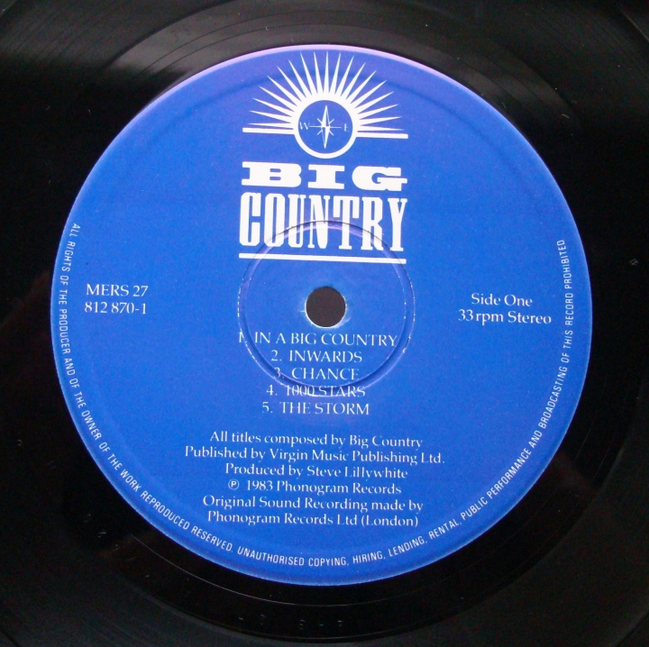 Big Country ‎– The Crossing MERS 27,A1 / B2 Rock