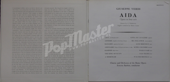 Aida Opera In Four Acts By Giuseppe Verdi Cavalieri, Colombo, Malaniuk Bertocci Chorus And Orchestra Of The Roma Opera Ernesto Barbini, Conductor GM 2157 Классическая музыка Виниловые Пластинки Опера