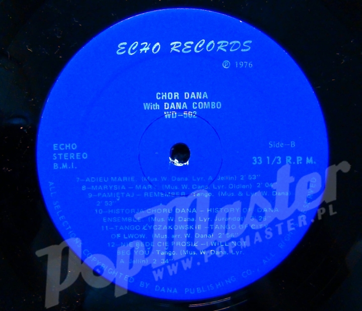 Chór Dana With Dana Combo Mieczysław Fogg Echo Records WD-502 STEREO 1976