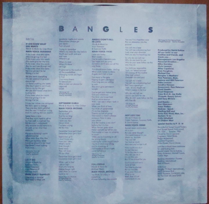 Bangles ‎– Different Light CBS 26659 Pop Rock Sklep z Płytami Winylowymi 