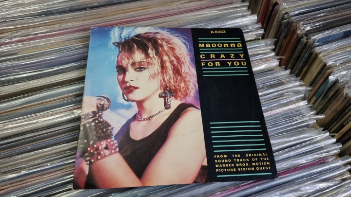 Madonna – Crazy For You Geffen Records – A 6323 Vinyl, 7", 45 RPM, Single, Stereo, White Background Labels