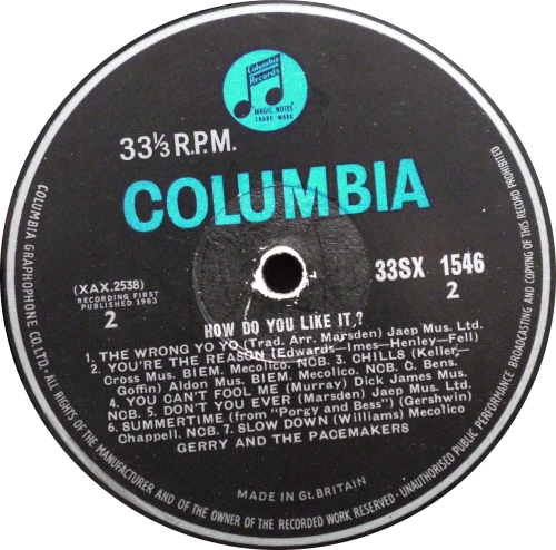 Gerry And The Pacemakers – How Do You Like It? Columbia – 33SX 1546