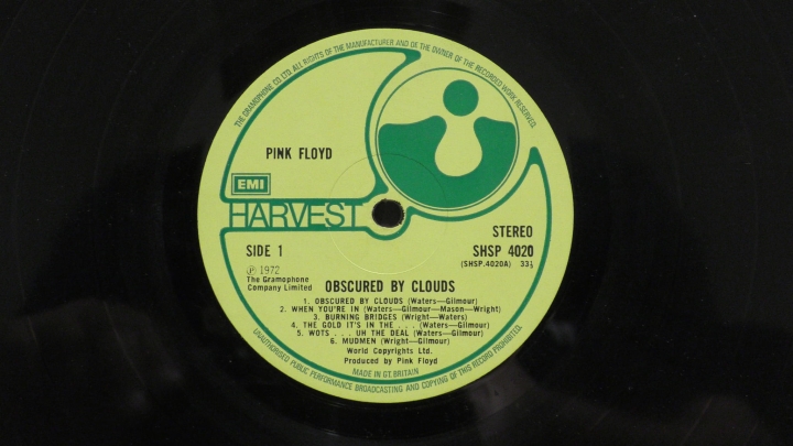 Pink Floyd – Obscured By Clouds Harvest – SHSP 4020 A-2/B-2 First Corrected Cut