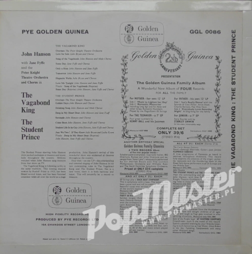 John Hanson The Vagabond King , The Student Prince GGL 0086 Musical Vinyle