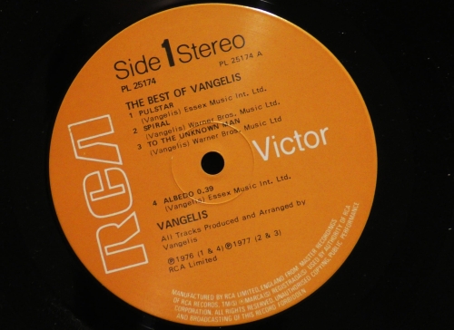 Vangelis – The Best Of Vangelis RCA Victor – PL 25174