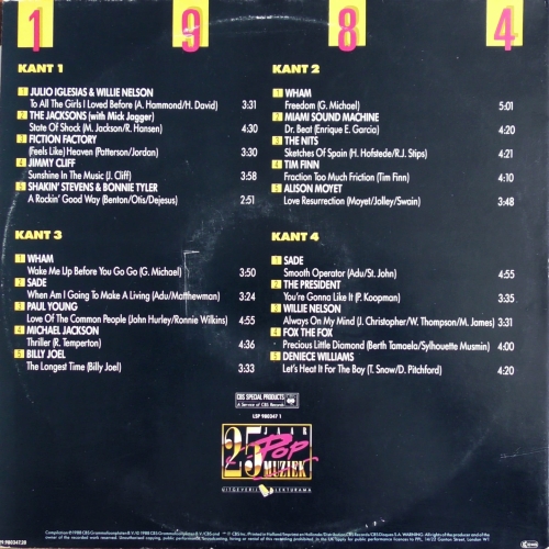 25 Jaar Popmuziek - 1984 CBS Special Products – LSP 980347 1