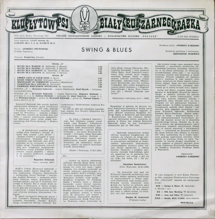 Krzysztof Sadowski – Swing & Blues POLJAZZ – Z-SX 0639