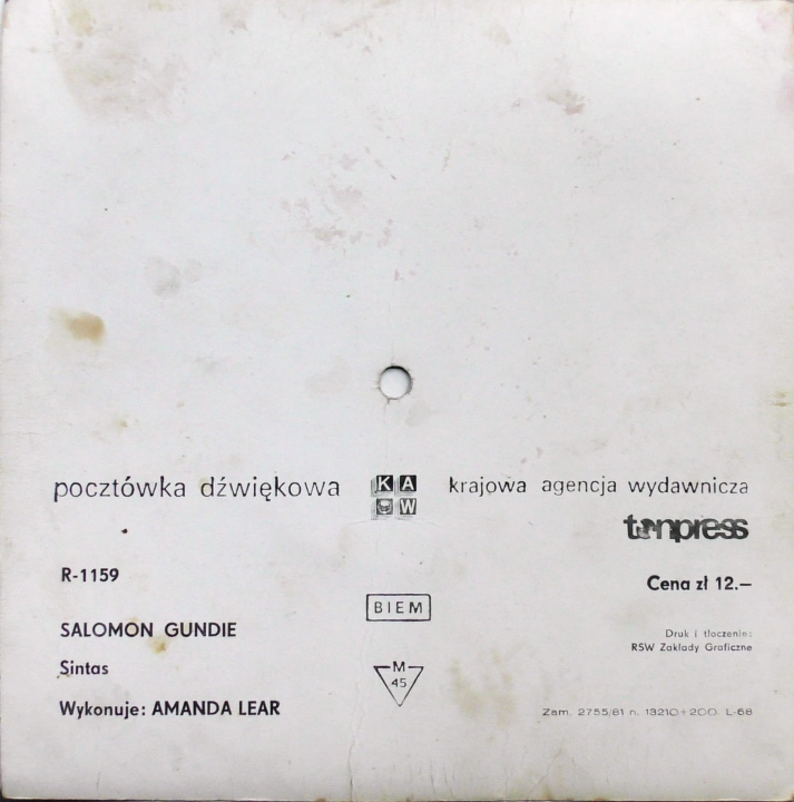 Amanda Lear – Salomon Gundie Tonpress – R-1159