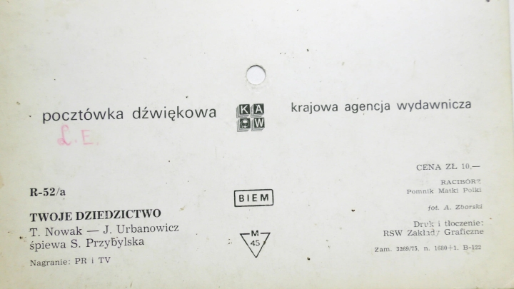 Sława Przybylska–	Twoje Dziedzictwo Tonpress – R-52/a