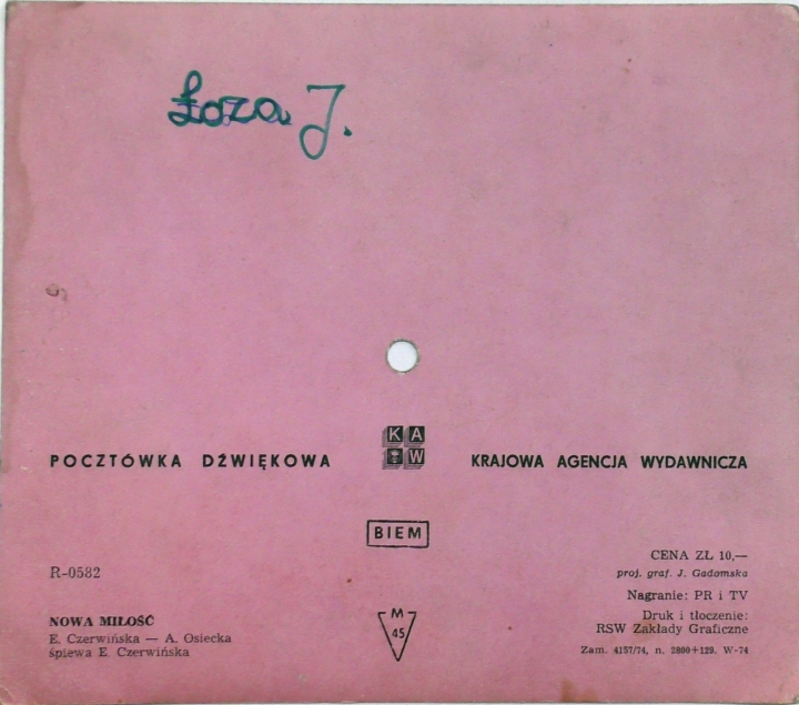 E. Czerwińska – Nowa Miłość Krajowa Agencja Wydawnicza – R-0582