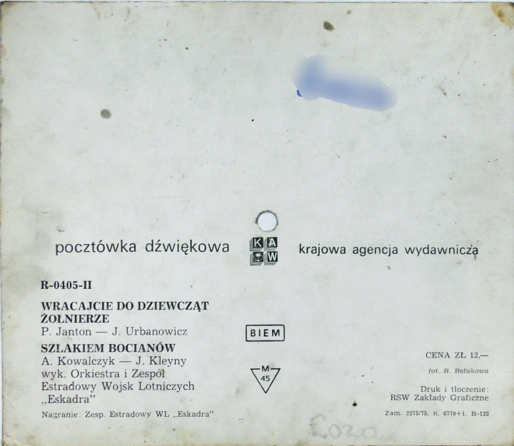 Orkiestra i Zespół Estradowy Wojsk Lotniczych "Eskadra" Wracajcie Do Dziewcząt Żołnierze / Szlakiem Bocianów