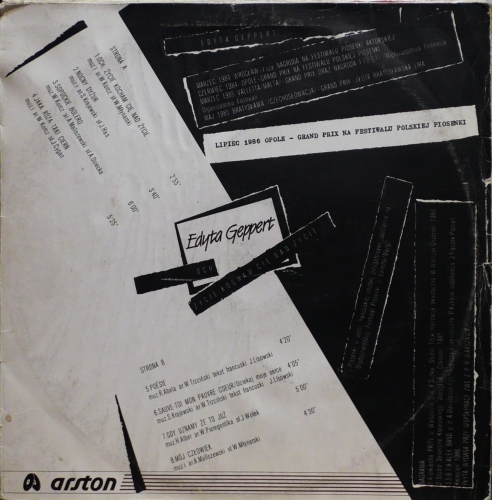 Edyta Geppert – Och Życie, Kocham Cię Nad Życie Arston – ALP-006