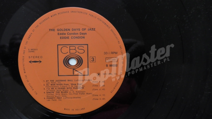 Eddie Condon - Eddie Condon Days The Golden Days Of Jazz CBS 88 032 Vinyl Records Jazz