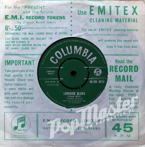 Frank Ifield Lovesick Blues Columbia 45-DB-4913 Green labels