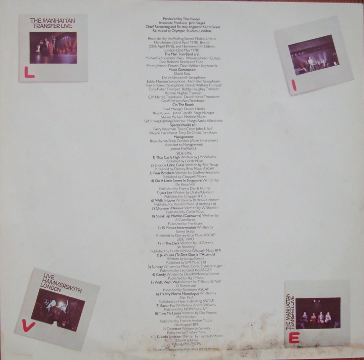 The Manhattan Transfer ‎– Live K 50540 Jazz , Pop 