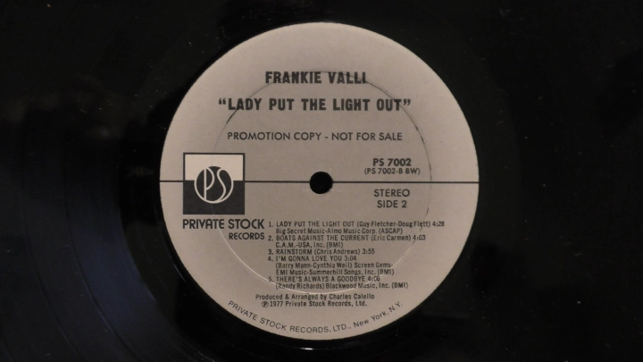 Frankie Valli – Lady Put The Light Out Private Stock – PS 7002 PROMO COPY