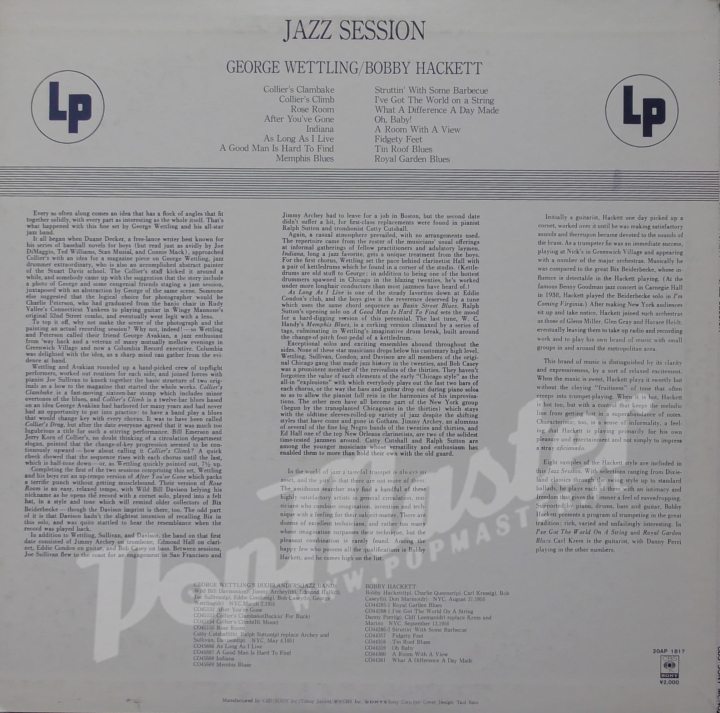 George Wettling Bobby Hackett Jazz Session 20AP 1817 + Insert Jazz Vinyl Records