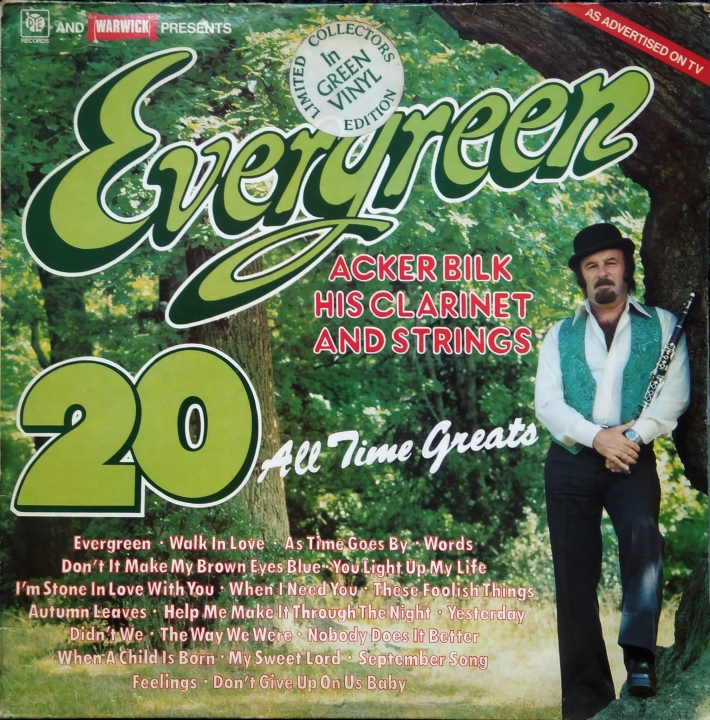 Acker Bilk His Clarinet And Strings ‎– Evergreen (20 All Time Greats) Zielony Winyl Warwick Records ‎– PW 5045