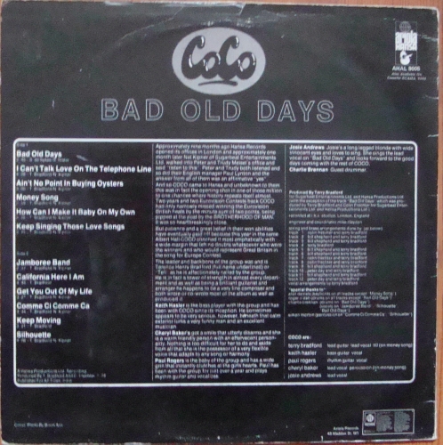  Coco ‎– Bad Old Days AHAL 8005 A1/ B1 Rock, Pop 