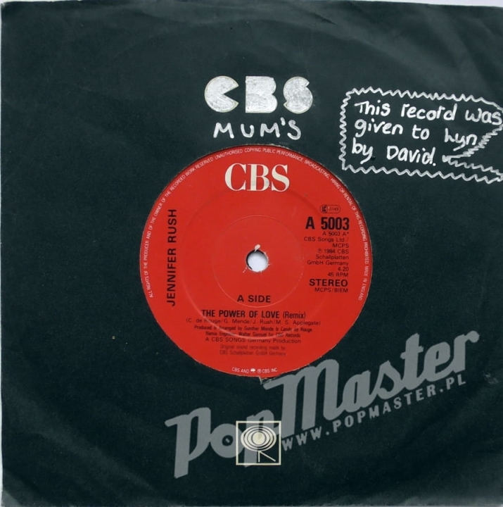 Jennifer Rush The Power Of Love A 5003 Red Labels