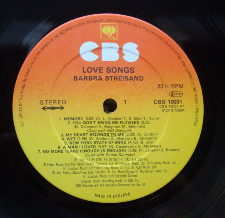Barbra Streisand Love Songs CBS 10031 Pop Sklep z Płytami Winylowymi