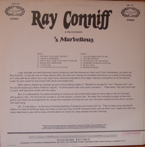 Ray Conniff & His Orchestra ‎– 'S Marvelous SHM 779