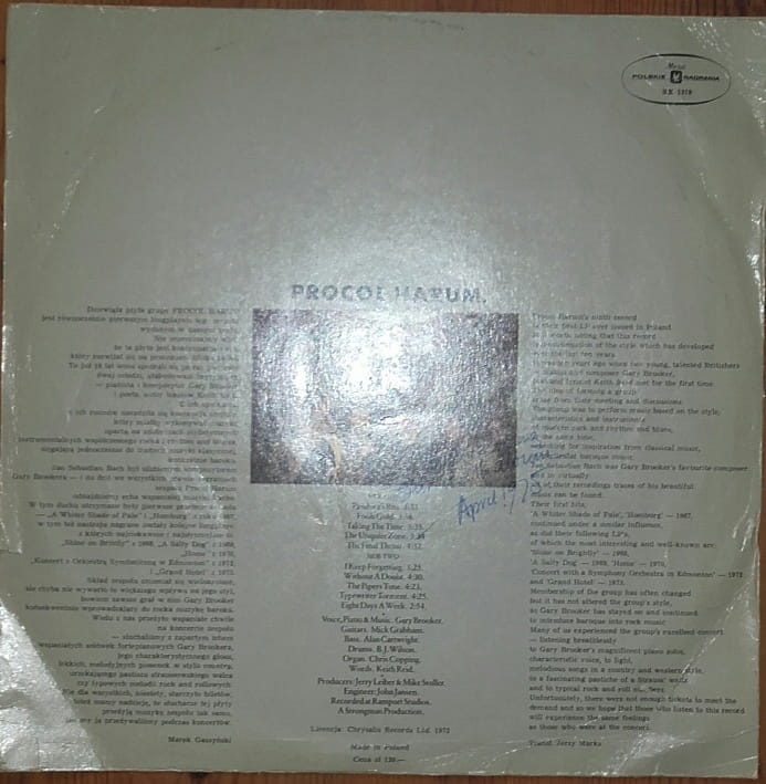 Procol Harum ‎– Procol's Ninth SX 1378 Psychedelic Rock, Prog Rock Sklep z Winylami 