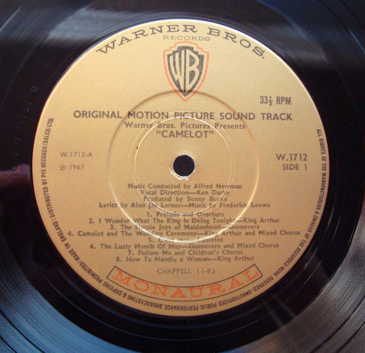 Alan Jay Lerner, Frederick Loewe ‎– Camelot Original Motion Picture Sound Track W 1712 Mono Vinyl