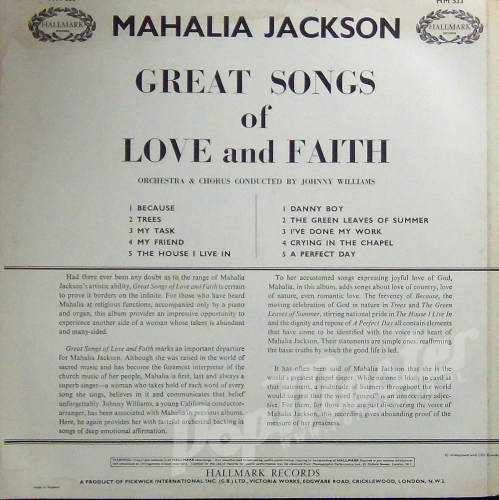 MAHALIA JACKSON GREAT SONGS OF LOVE AND FAITH HM 533